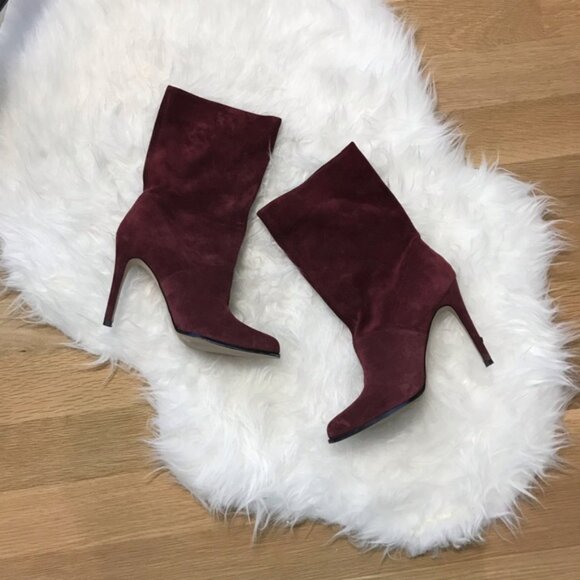 BCBGeneration Valor Suede Mid-Calf Pointed-Toe Stiletto Boots, Size 7 - Picture 6 of 10